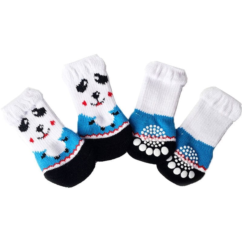 GeckoCustom Winter Warm Dog Socks Cute Cartoon Anti Slip Skid Pet Shoes Socks 4Pcs Soft Breathable Paw Protector for Small Puppy Cat Dogs 22 / S
