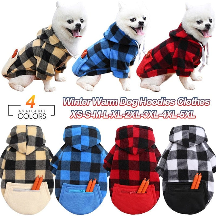 GeckoCustom Winter Warm Pet Dog Clothes Soft Wool Dog Hoodies Outfit For Small Dogs Chihuahua Pug Sweater Clothing Puppy Cat Coat Jacket
