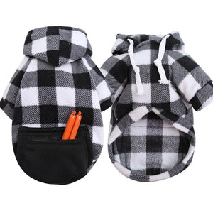 GeckoCustom Winter Warm Pet Dog Clothes Soft Wool Dog Hoodies Outfit For Small Dogs Chihuahua Pug Sweater Clothing Puppy Cat Coat Jacket Black White / XS(0.5-2kg)