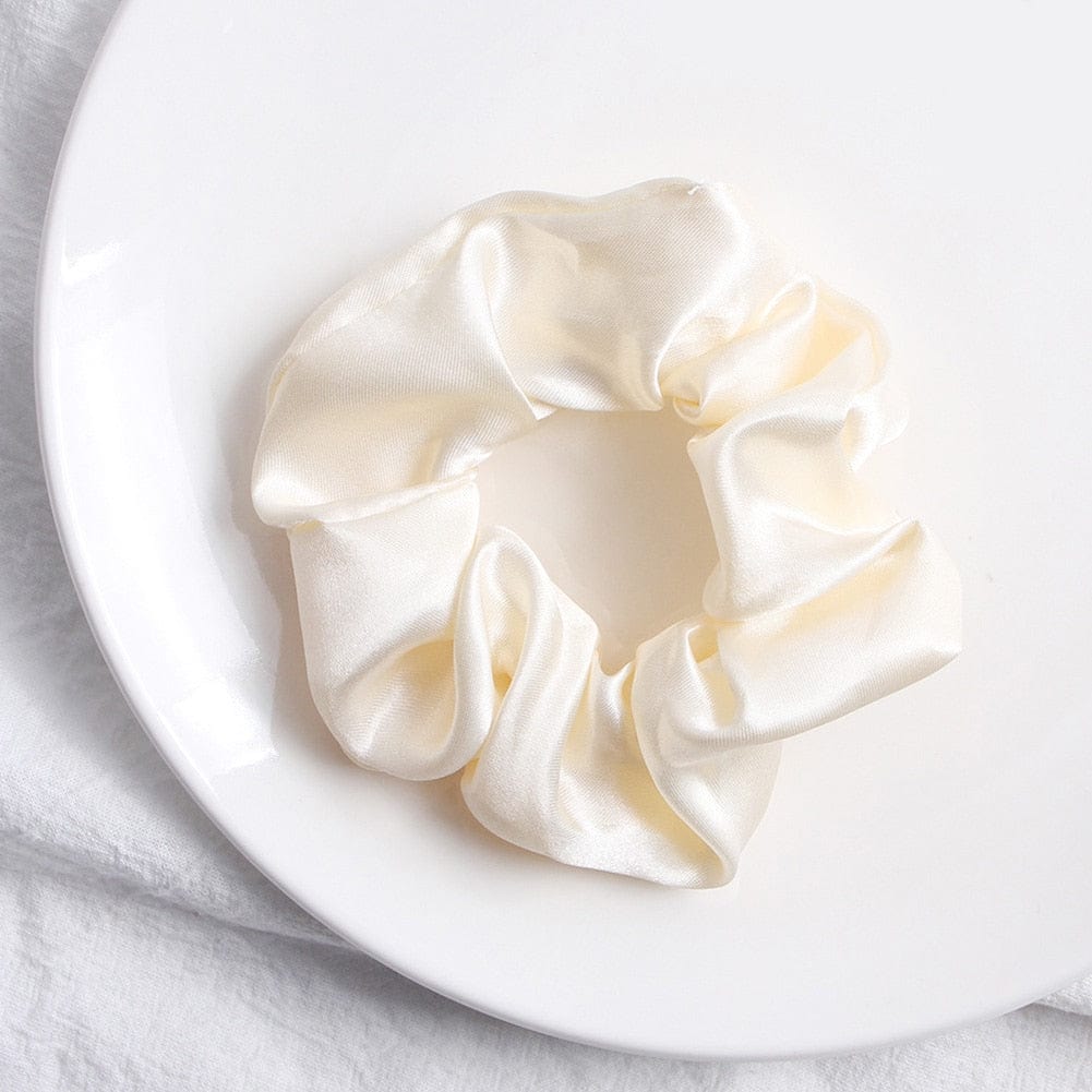 GeckoCustom Women Silk Scrunchie Elastic Handmade Multicolor Hair Band Ponytail Holder Headband Hair Accessories 1PC Satin Silk Solid Color 7