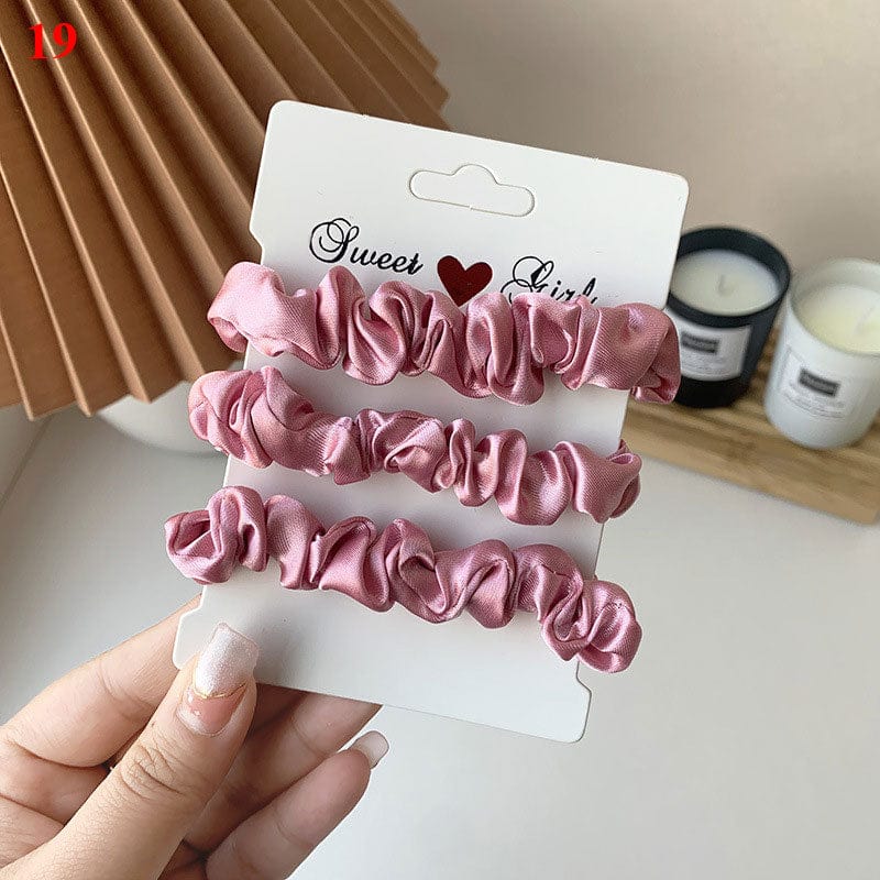GeckoCustom Women Silk Scrunchie Elastic Handmade Multicolor Hair Band Ponytail Holder Headband Hair Accessories 1PC Satin Silk Solid Color a19