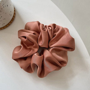 GeckoCustom Women Silk Scrunchie Elastic Handmade Multicolor Hair Band Ponytail Holder Headband Hair Accessories 1PC Satin Silk Solid Color dark pink