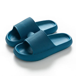 GeckoCustom Women Thick Platform Cloud Slippers Summer Beach Eva Soft Sole Slide Sandals Leisure Men Ladies Indoor Bathroom Anti-slip Shoes blue / 36-37(240mm)