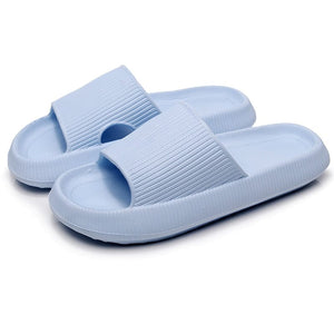 GeckoCustom Women Thick Platform Cloud Slippers Summer Beach Eva Soft Sole Slide Sandals Leisure Men Ladies Indoor Bathroom Anti-slip Shoes light blue / 36-37(240mm)