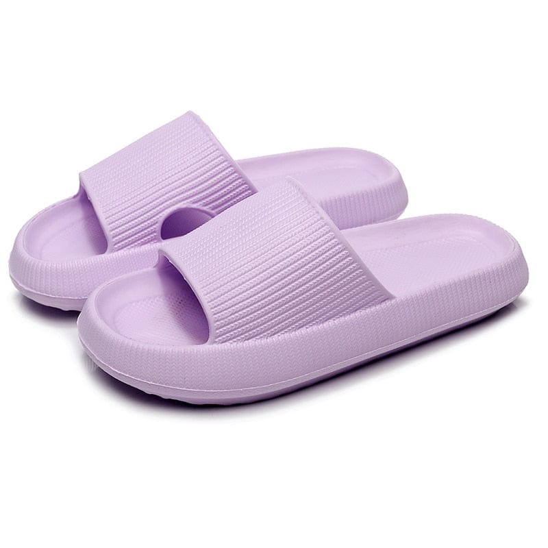 GeckoCustom Women Thick Platform Cloud Slippers Summer Beach Eva Soft Sole Slide Sandals Leisure Men Ladies Indoor Bathroom Anti-slip Shoes purple / 36-37(240mm)
