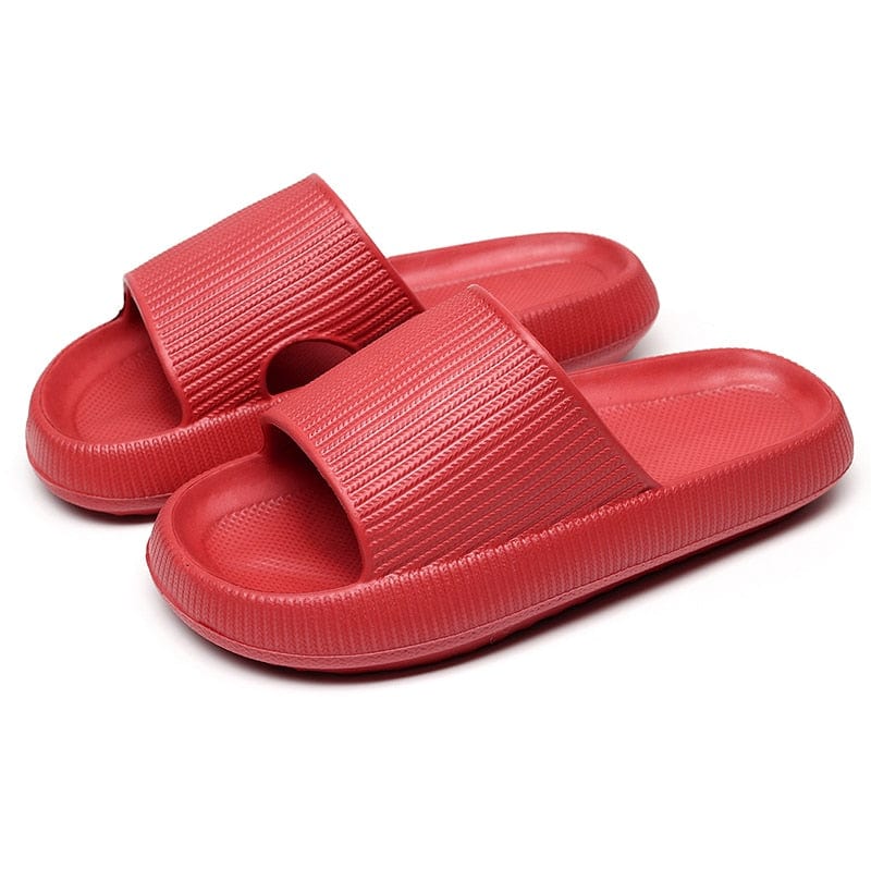 GeckoCustom Women Thick Platform Cloud Slippers Summer Beach Eva Soft Sole Slide Sandals Leisure Men Ladies Indoor Bathroom Anti-slip Shoes red / 36-37(240mm)
