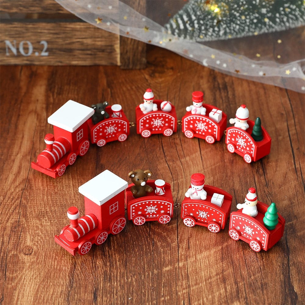 GeckoCustom Wooden Train Christmas Ornament Merry Christmas Decoration For Home Table 2023 Xmas Gifts Noel Natal Navidad Happy New Year 2022