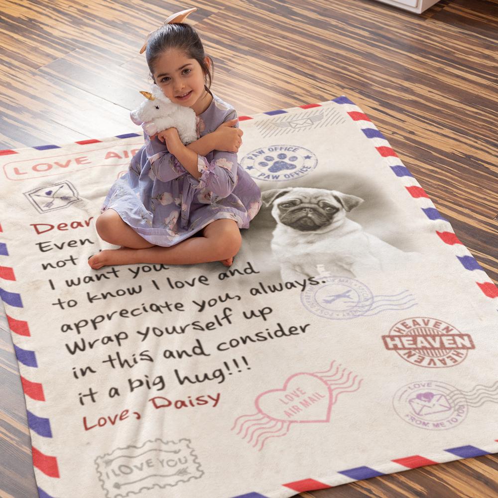 GeckoCustom Wrap Yourself Up Consider It A Big Hug Dog Blanket, Custom Dog Photo Blanket, Dog Loss Gift, HN590