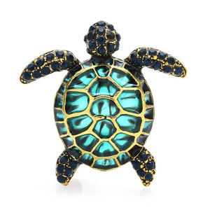 GeckoCustom Wuli&baby Enamel Turtle Brooches For Women Men Lovely 3-color Animal Party Casual Brooch Pin Gifts green