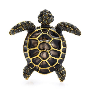 GeckoCustom Wuli&baby Enamel Turtle Brooches For Women Men Lovely 3-color Animal Party Casual Brooch Pin Gifts black