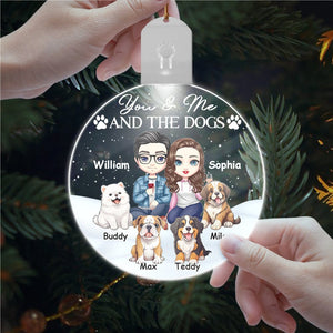 GeckoCustom You And Me And The Dog For Pet Lovers Acrylic LED Ornament Personalized Gift TH10 892117 3 inches