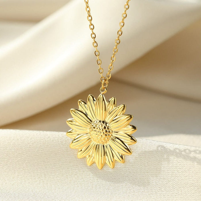 GeckoCustom You Are My Sunshine Open Locket Sunflower Pendant Necklace Boho Jewelry Best Friendship Gifts Bff Letter Necklace Collier Sunflower / China