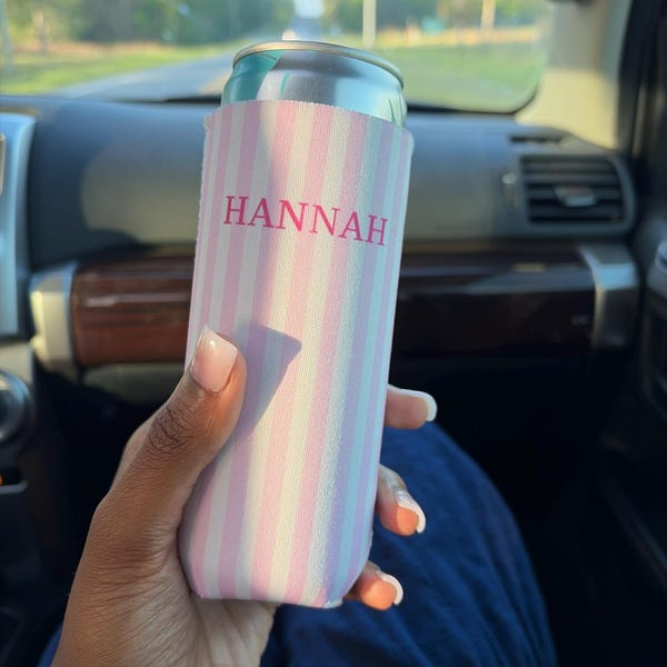 Monogrammed Slim Can Cooler Personalized Name Bachelorette Favor Grandmillennial Skinny Can Cooler TH10 169687