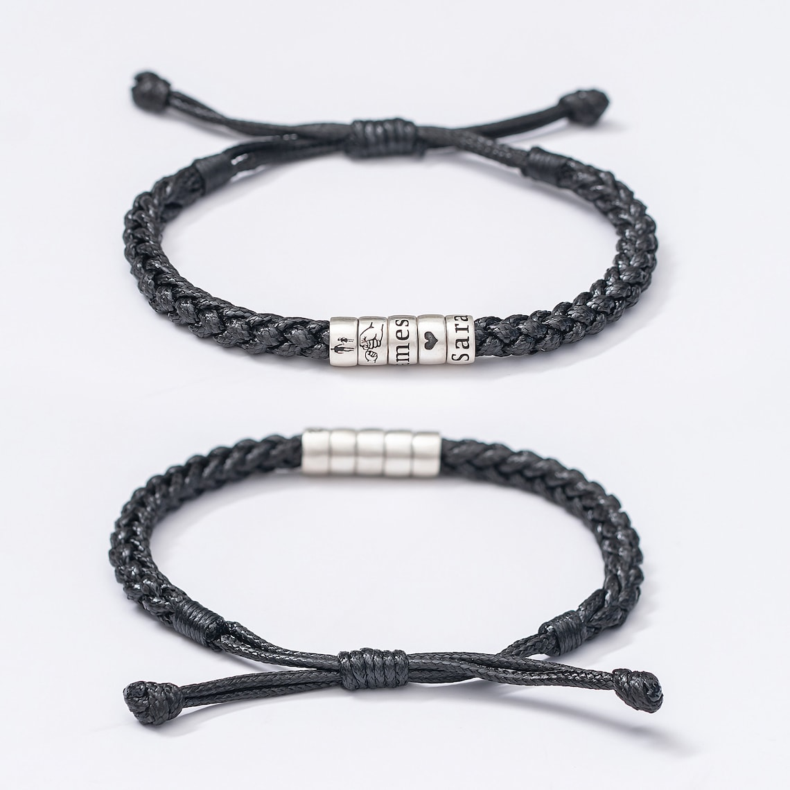 Personalized Mens Woven Leather Bracelet, Adjustable Bracelet, Father's Day Gift for Dad Boyfriend Husband TH10 169917