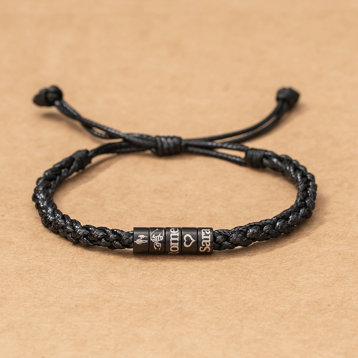 Personalized Mens Woven Leather Bracelet, Adjustable Bracelet, Father's Day Gift for Dad Boyfriend Husband TH10 169917