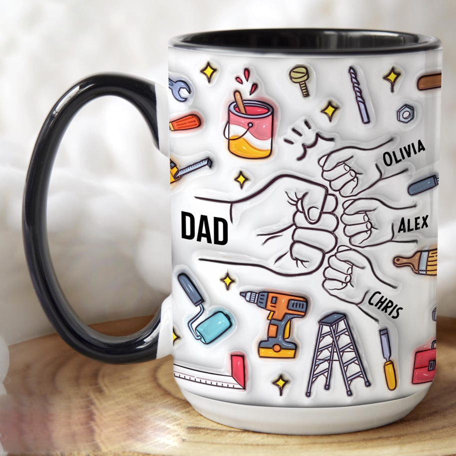 Personalized Dad Mug, Custom Dad Coffee Cup, Dad Gifts with Kids Names Accent Mug TH10 169803