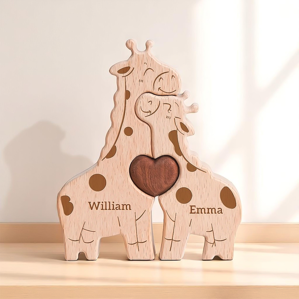 Personalized Giraffe Family Puzzle Personalized Engraved Family Name Puzzle Mother's Day Gift HA75 898886