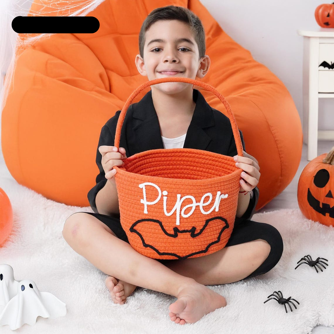 Custom Name On Halloween Basket For Kid TH10 170513