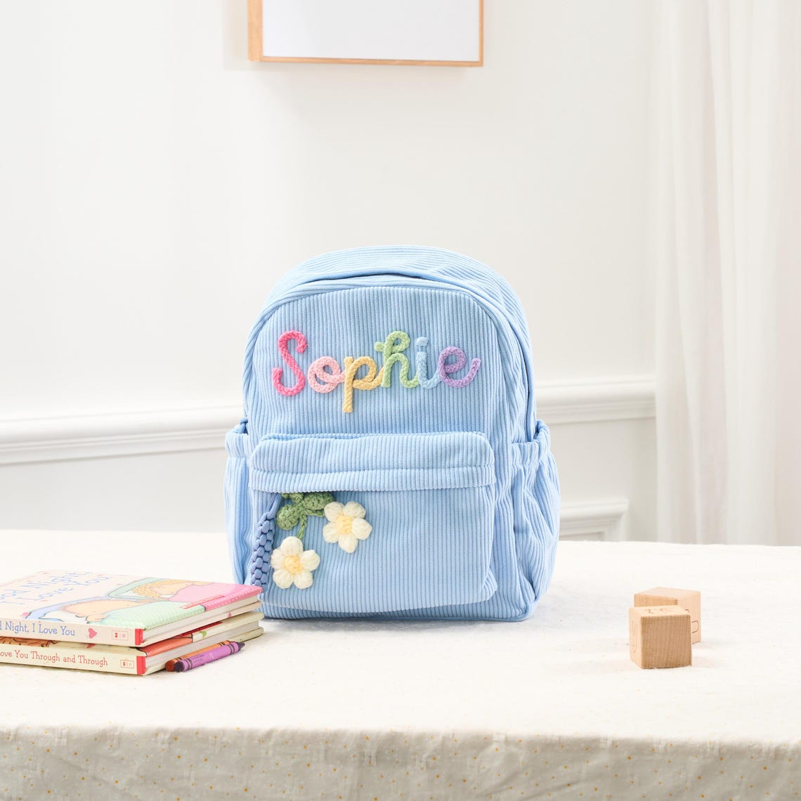 Personalized Mini Kids Backpack – Custom Name Small Toddler Bag, Corduroy Preschool Backpack, Baby Gift for Boys & Girls TH10 170357