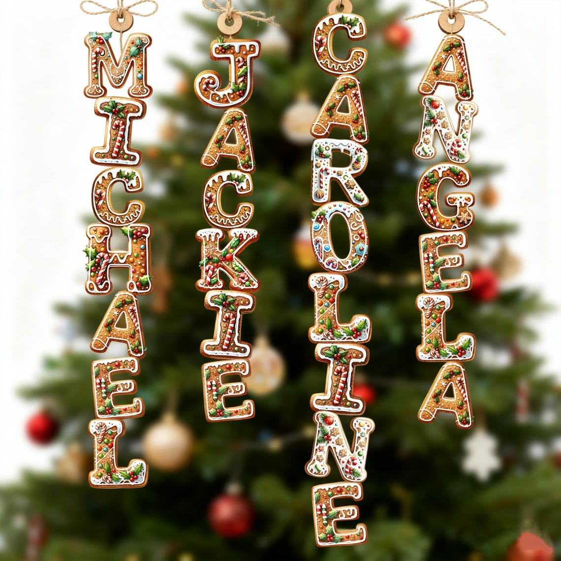 Personalized Custom Name Gingerbread Letter Ornaments For Family Christmas Gift TH10 171047