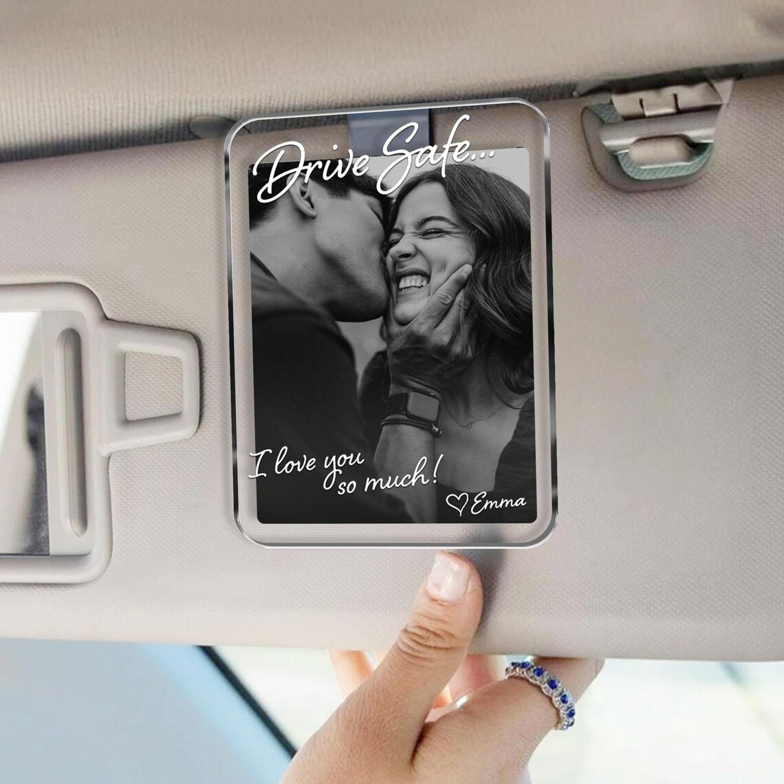 Custom Photo Drive Safe, I Love You Acrylic Car Visor, Christmas Gift TH10 171249