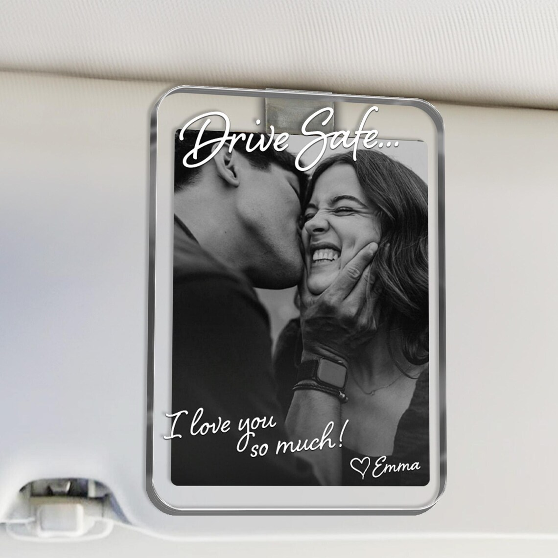 Custom Photo Drive Safe, I Love You Acrylic Car Visor, Christmas Gift TH10 171249