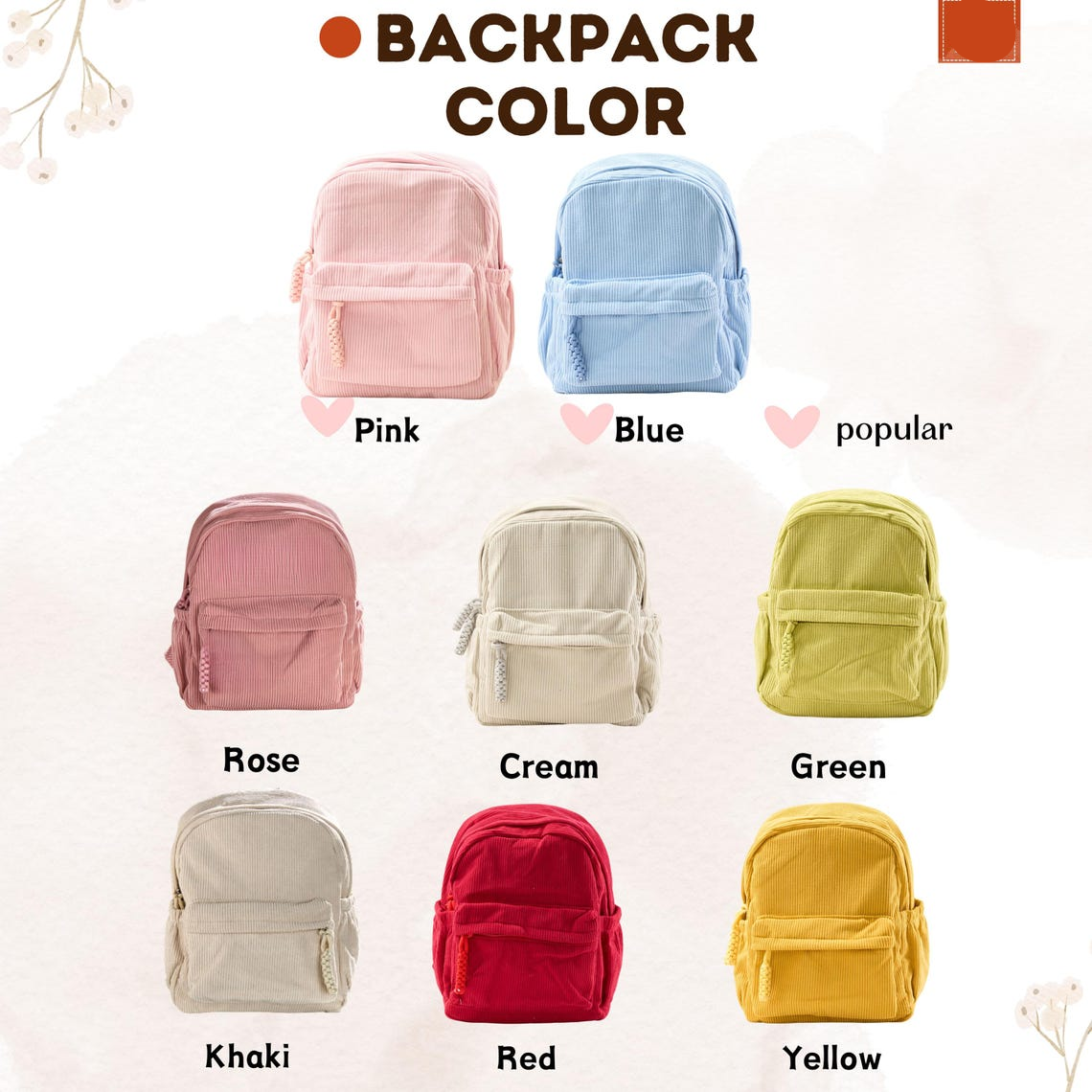 Personalized Mini Kids Backpack – Custom Name Small Toddler Bag, Corduroy Preschool Backpack, Baby Gift for Boys & Girls TH10 170357