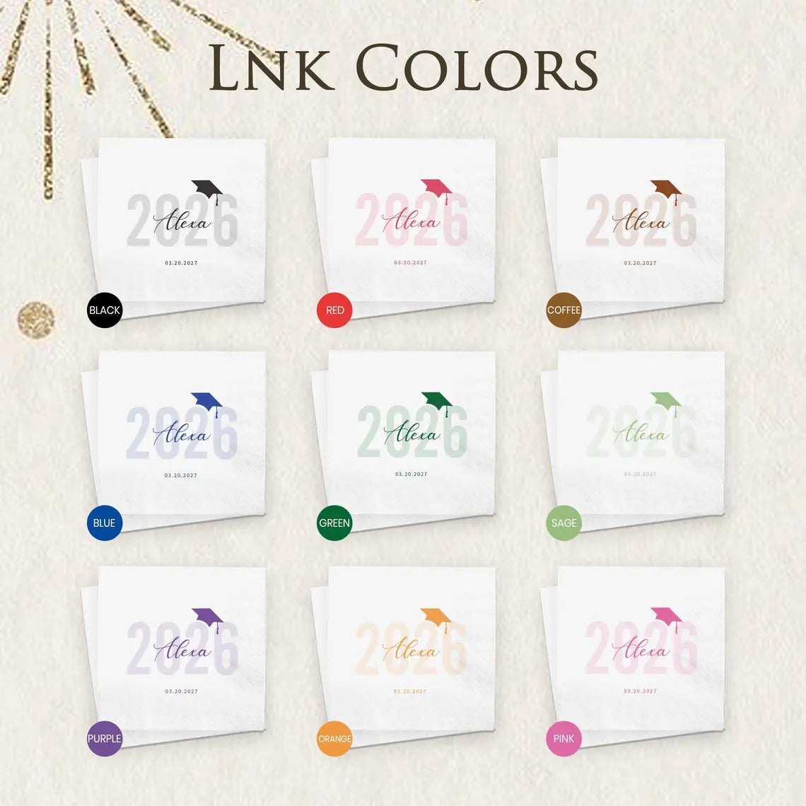 Personalized Name 2026 Graduation Napkins with Grad Cap Beverage Cocktail Napkins LM32 899775