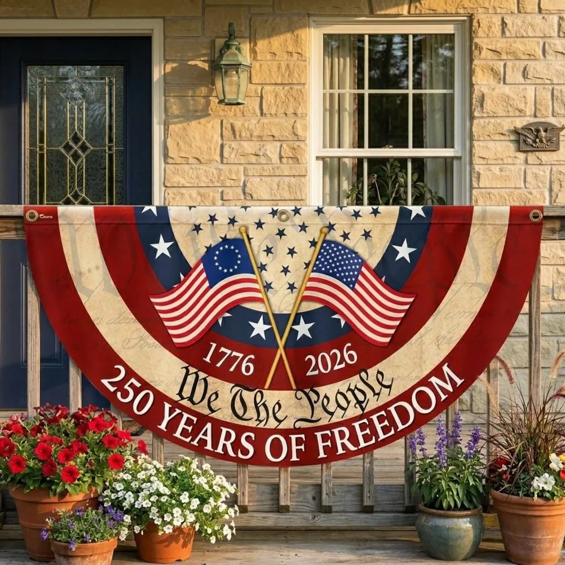 We The People 250 Years Of Freedom 1776-2026 Non-Pleated Fan Flag TH10 169977