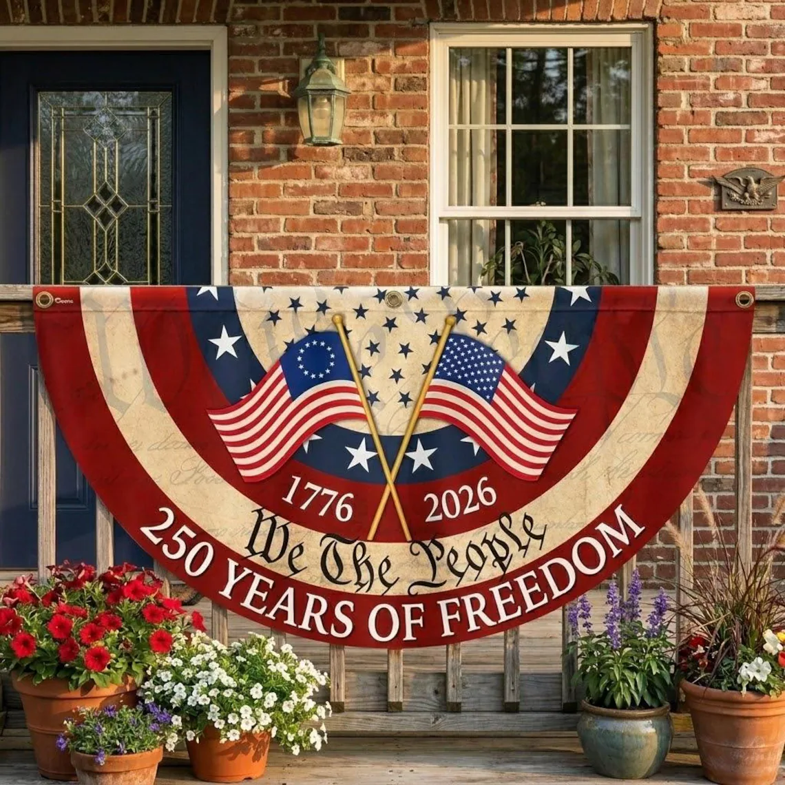 We The People 250 Years Of Freedom 1776-2026 Non-Pleated Fan Flag TH10 169977
