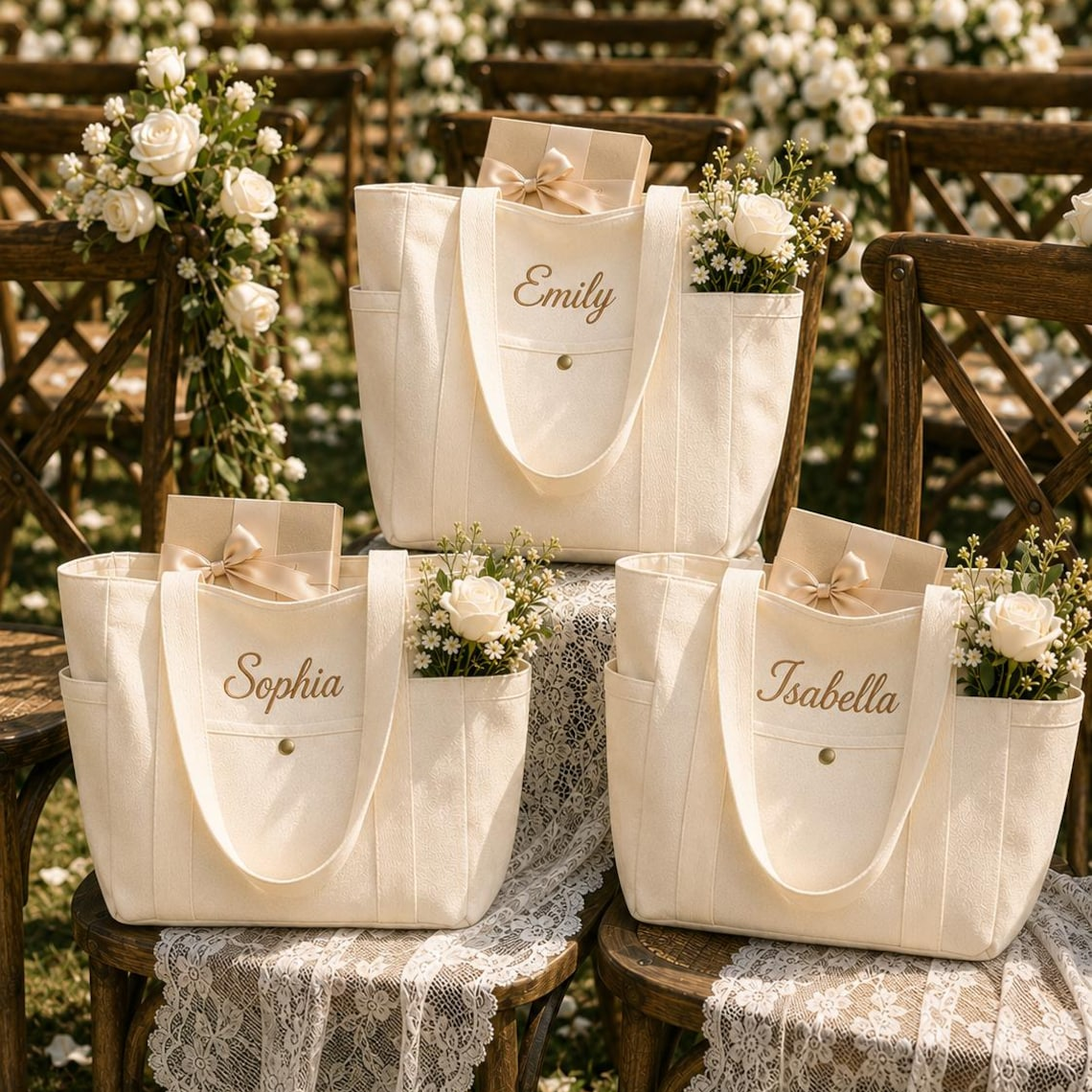 Custom Embroidered Bridesmaid Tote Bag, Wedding Gift for Bridesmaids, Bridal Party Tote TH10 170583