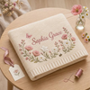 Custom Name Floral Butterfly Baby Embroidered Blanket TH10 171077