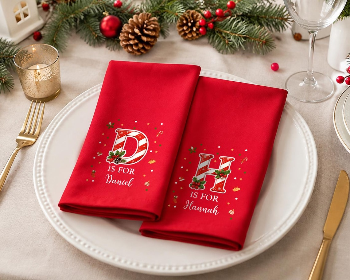 Personalized Custom Name Reusable Cotton Napkin For Christmas TH10 171207