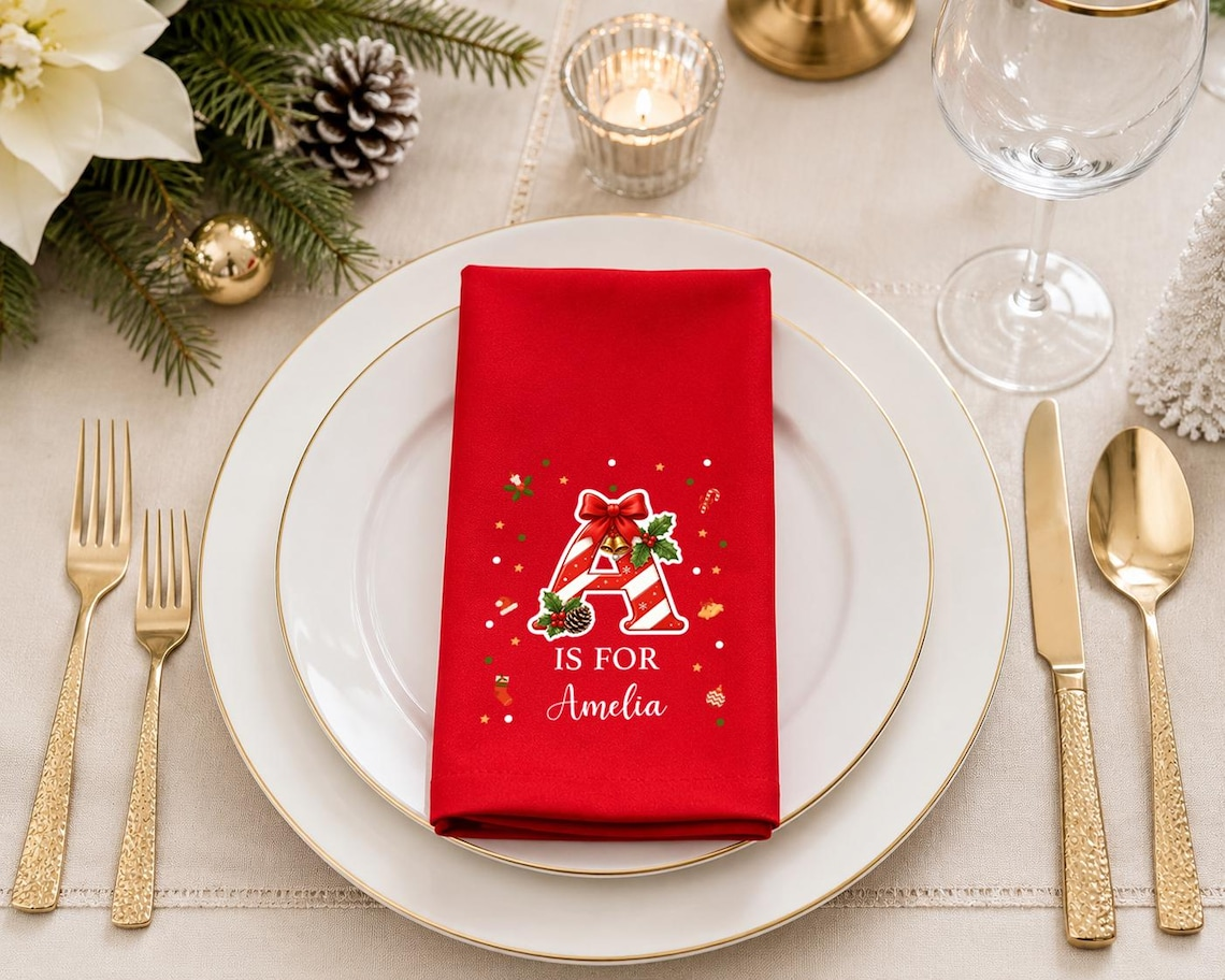 Personalized Custom Name Reusable Cotton Napkin For Christmas TH10 171207