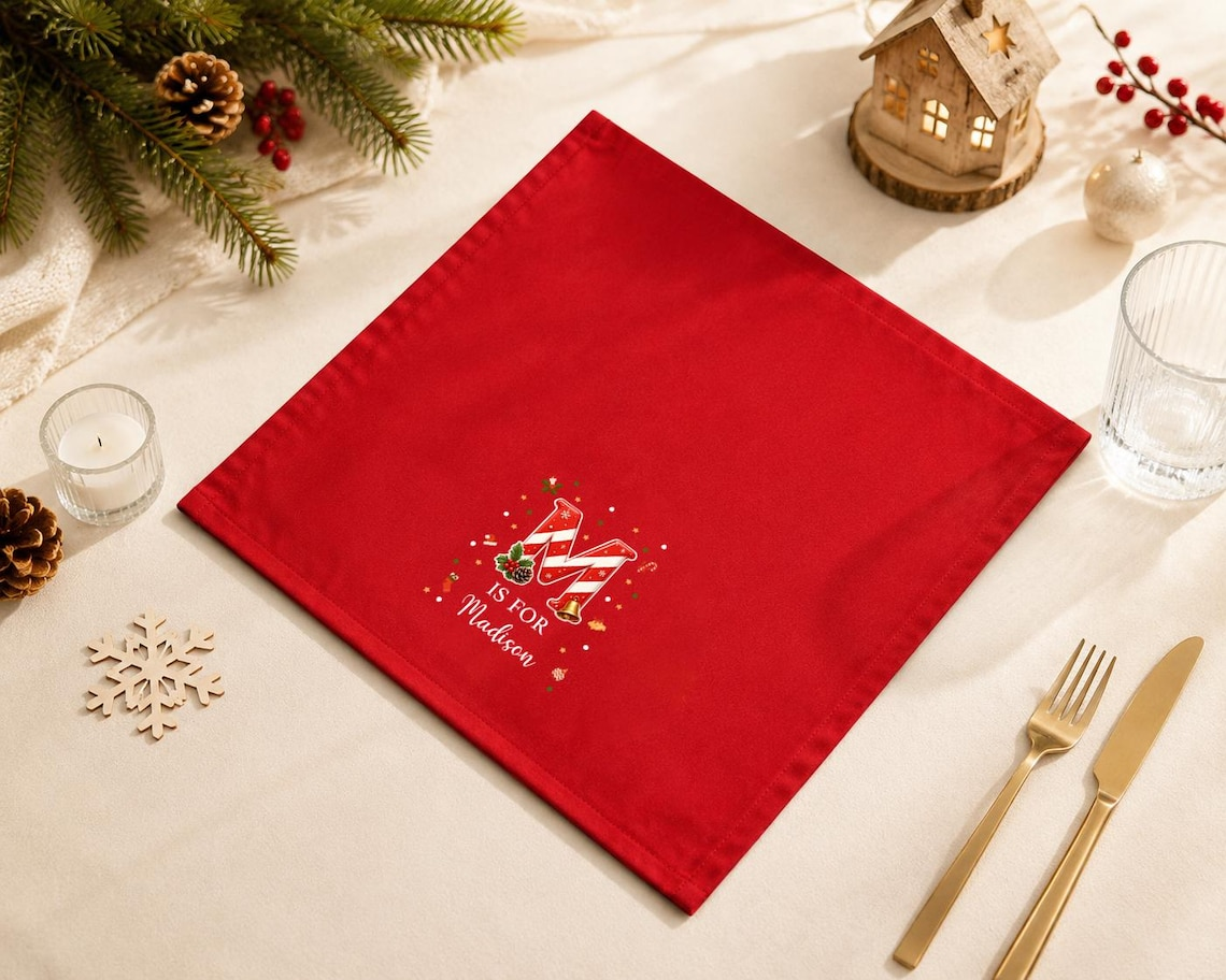 Personalized Custom Name Reusable Cotton Napkin For Christmas TH10 171207