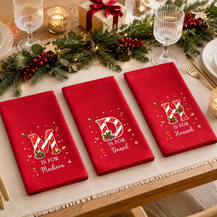 Personalized Custom Name Reusable Cotton Napkin For Christmas TH10 171207