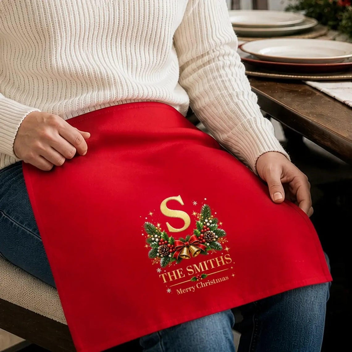 Personalized Custom Family Name Reusable Cotton Napkin For Christmas TH10 171209
