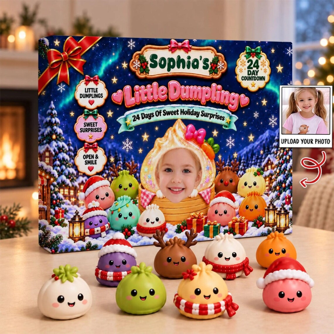 Custom Photo And Name Dumpling Countdown Box Advent Calendar For Christmas TH10 171447