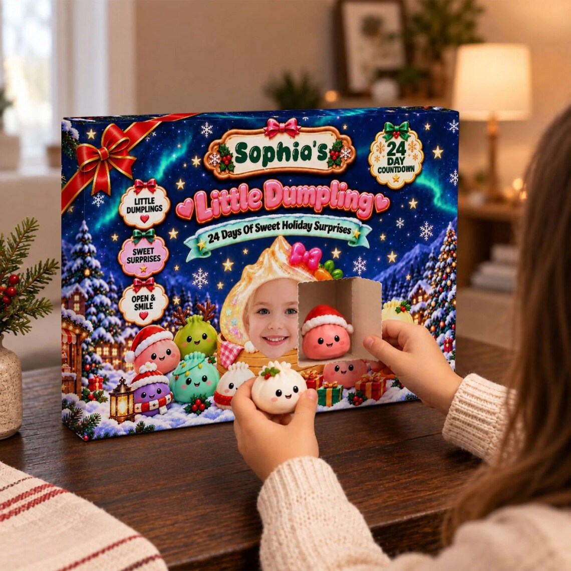 Custom Photo And Name Dumpling Countdown Box Advent Calendar For Christmas TH10 171447
