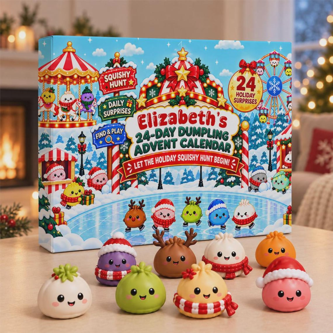 Personalized Custom Name Dumpling Countdown Box Advent Calendar For Christmas TH10 171407