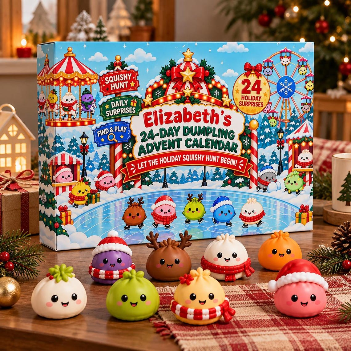 Personalized Custom Name Dumpling Countdown Box Advent Calendar For Christmas TH10 171407