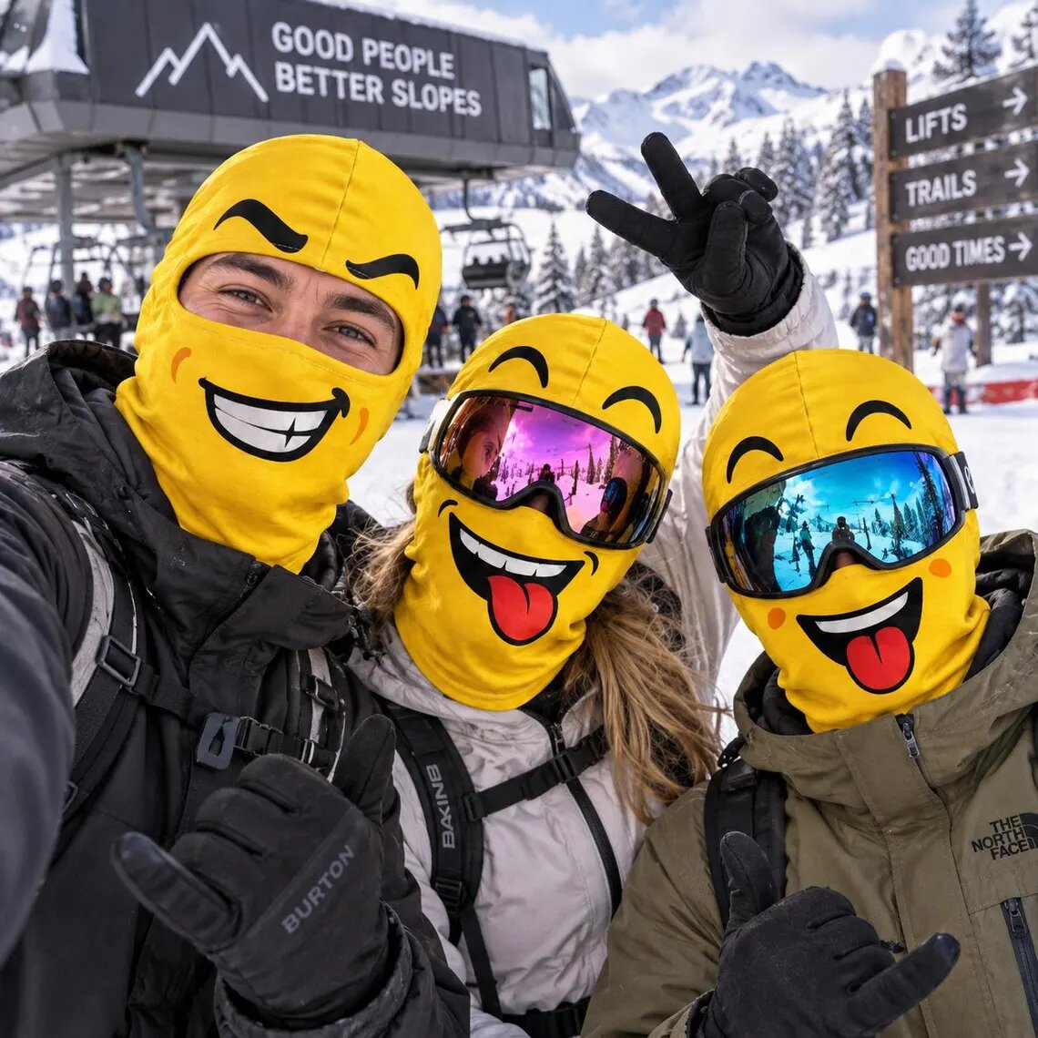 Funny Grinning Face Ski Mask, Yellow Novelty Balaclava Winter Gift LM32 670331