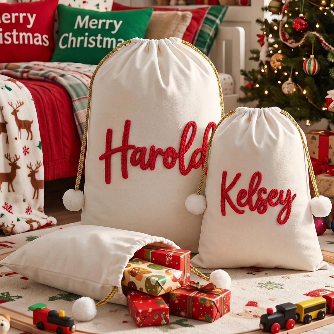 Custom Name Embroidred Christmas Sacks For Kid TH10 171369