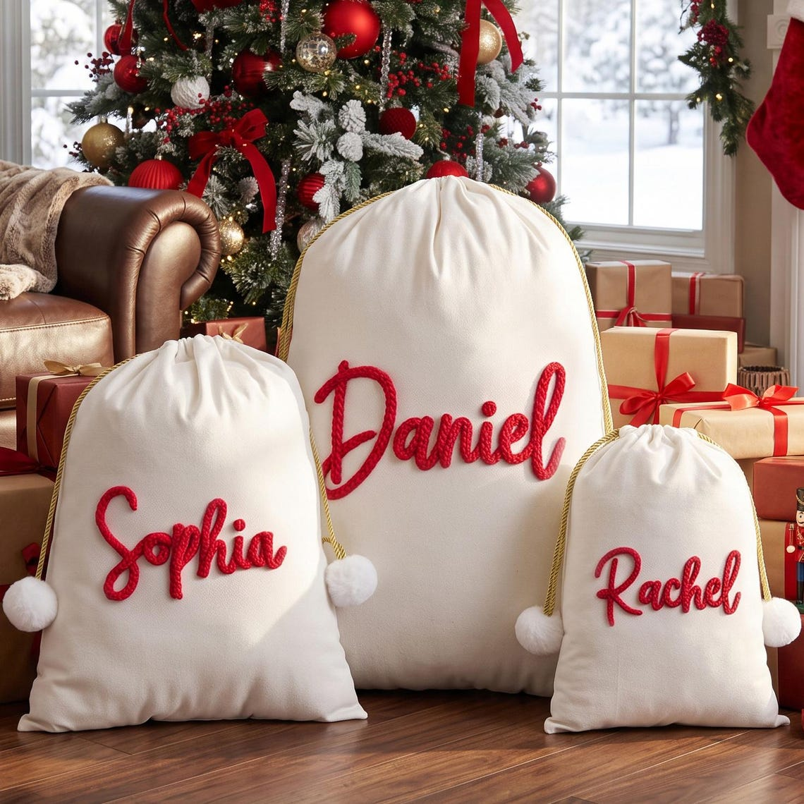 Custom Name Embroidred Christmas Sacks For Kid TH10 171369