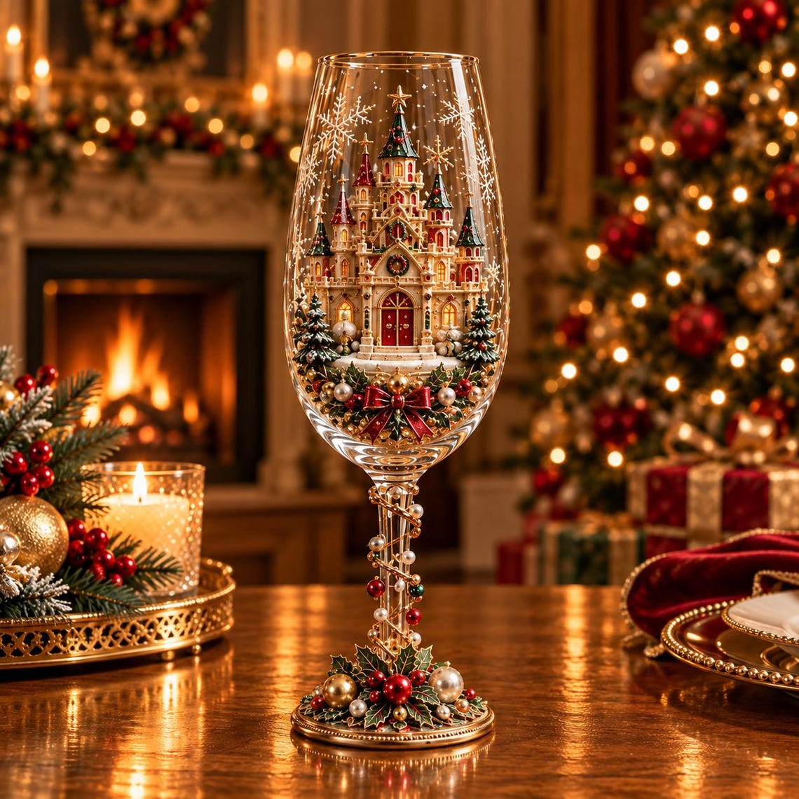 Holiday Wine Glasses Set Gift For Christmas TH10 171385