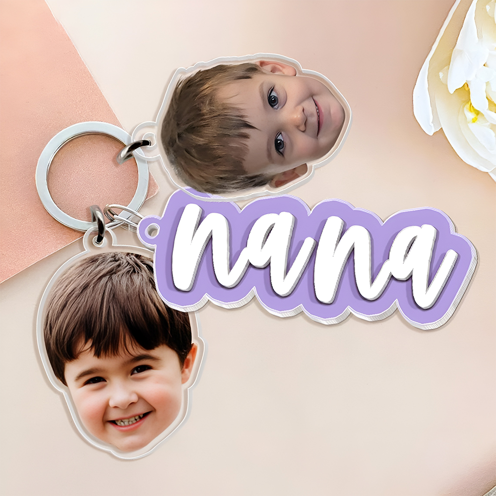 Custom Grandma Keychain With Kids Face Charm, Mother's Day Gift For Grandma, Mom HA75 921042