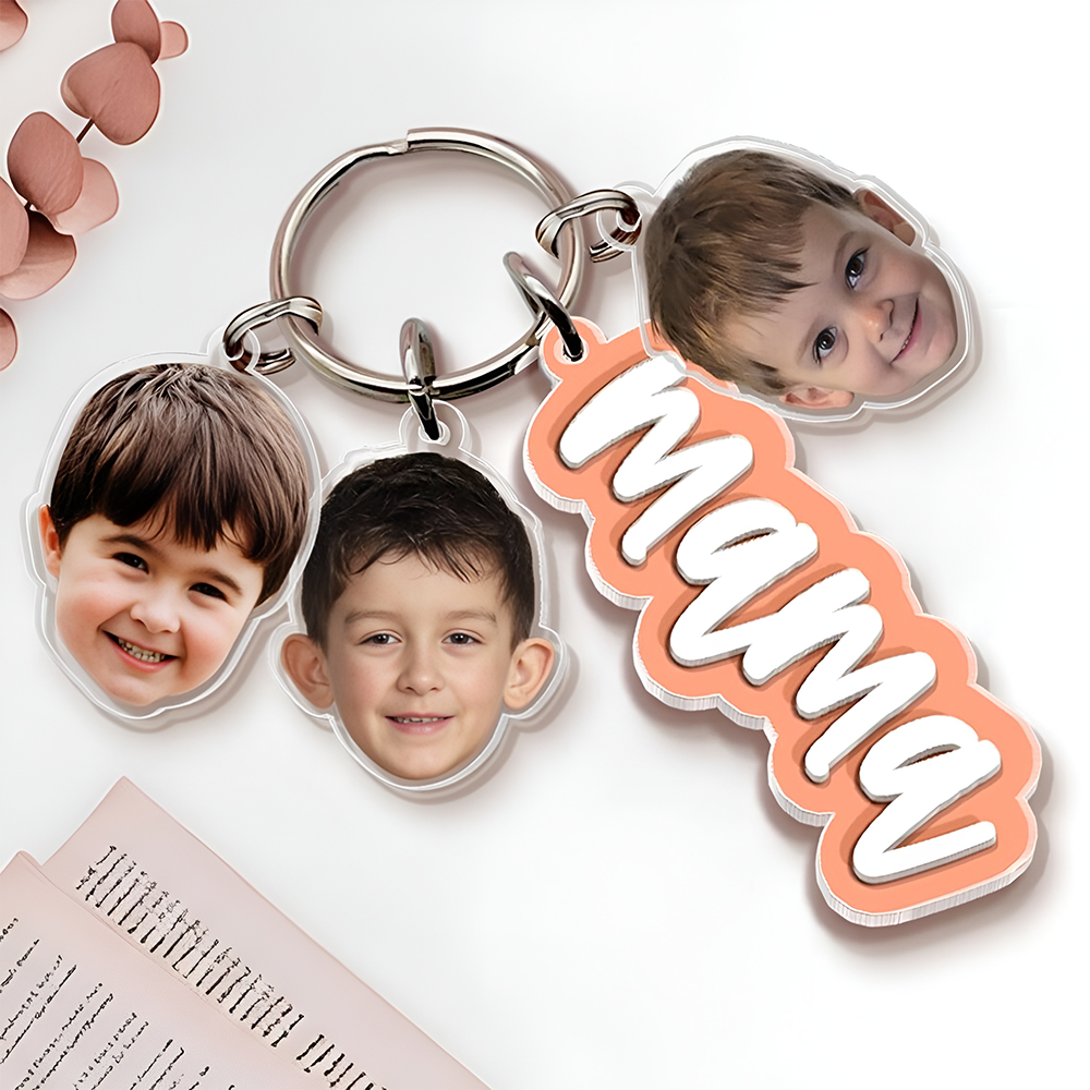 Custom Grandma Keychain With Kids Face Charm, Mother's Day Gift For Grandma, Mom HA75 921042