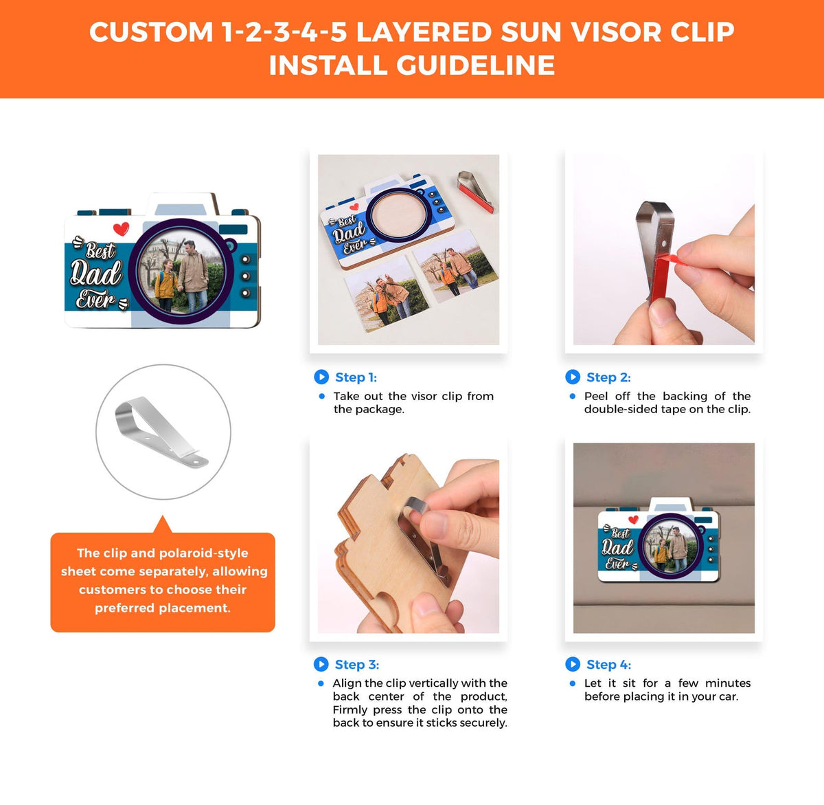 Custom Kids Photo Drive Safe Daddy Car Visor Clip Personalized Fathers Day Gift for Dad HA75 921382