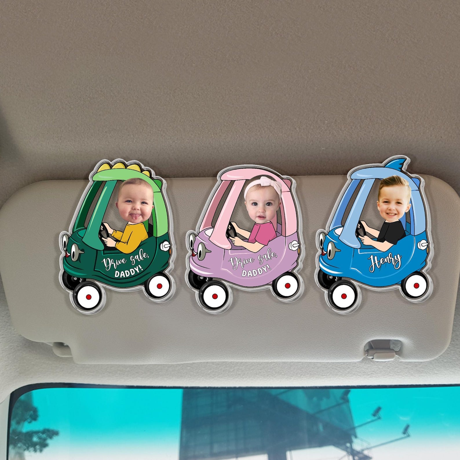 Custom Kids Photo Drive Safe Daddy Car Visor Clip Personalized Fathers Day Gift for Dad HA75 921382