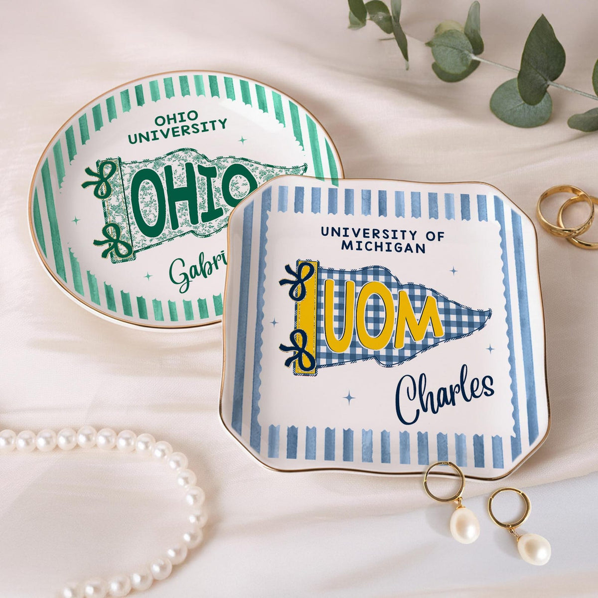 Custom School Pennant Flag Ring Dish, College Graduation Gift, Class of 2026 Ring Dish - Graduation Gift HA75 921248